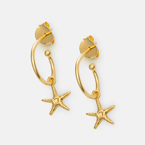 1 & 8 Gold Starfish Earrings