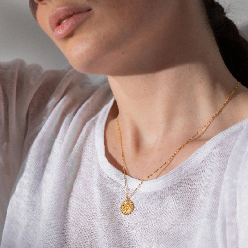 1 & 8 Gold Gaia Necklace on model