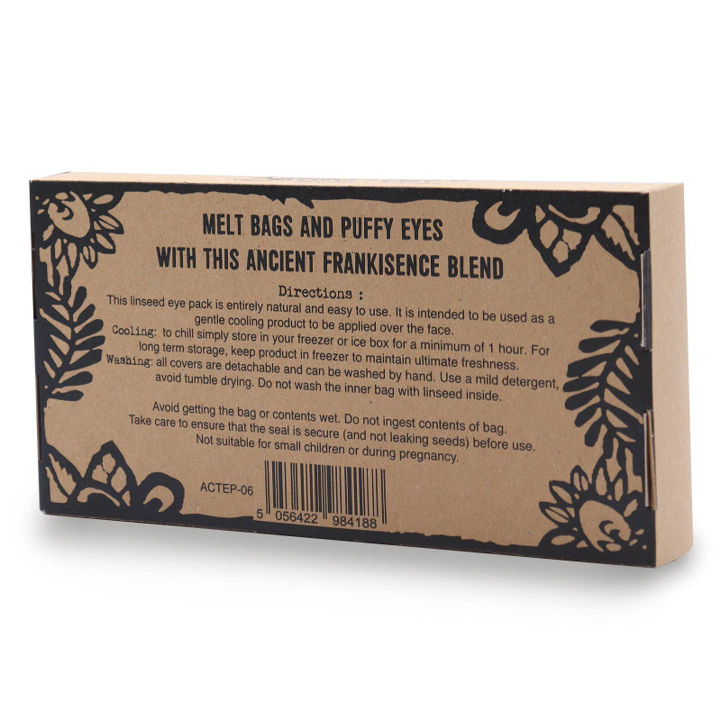 Cardboard packaging with text and decorative elements on a white background