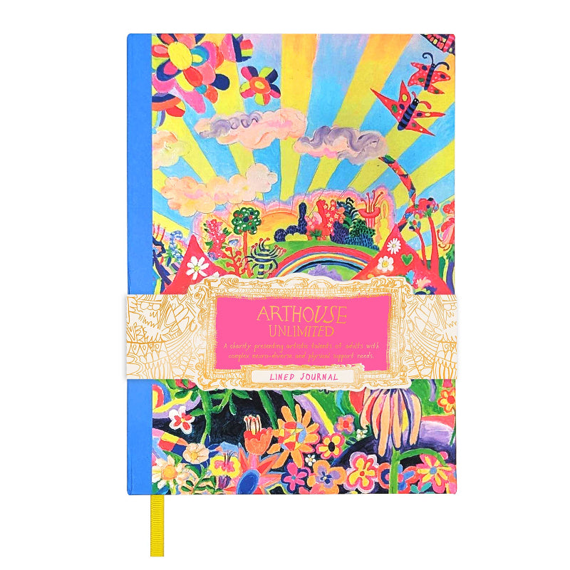 Colorful notebook with a vibrant design on the cover, featuring the brand 'Arthouse'.