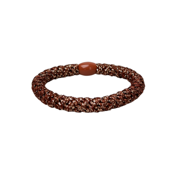 Brown beaded bracelet on a white background