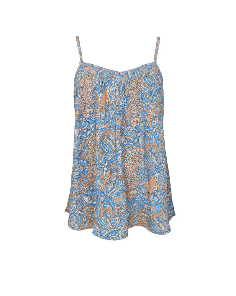 Black Colour Luna Vea Strap Top-Golden Aqua