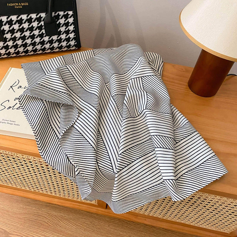 Black and White Striped Silk Scarf pattern