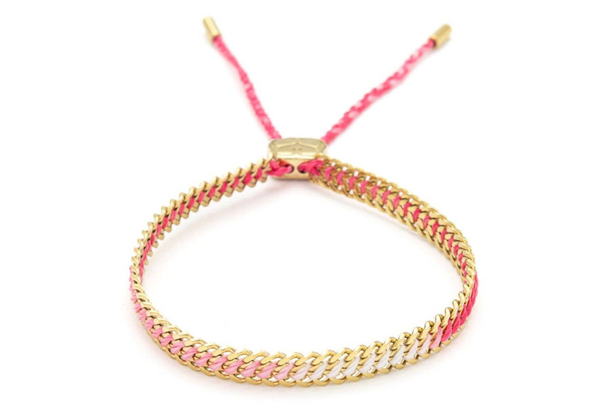 Boho Betty Athena Pink Gold Braided Bracelet