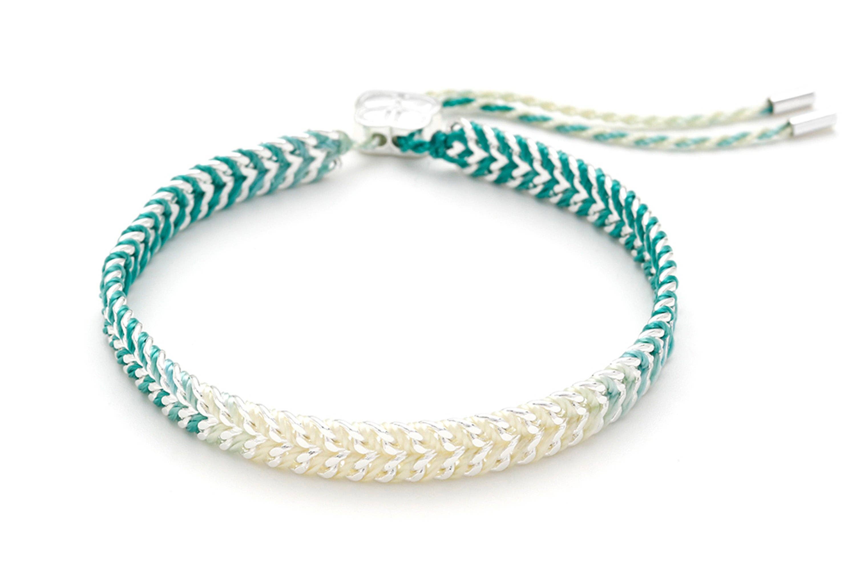 Boho Betty Iztac Turquoise Ombré Silver Woven Bracelet