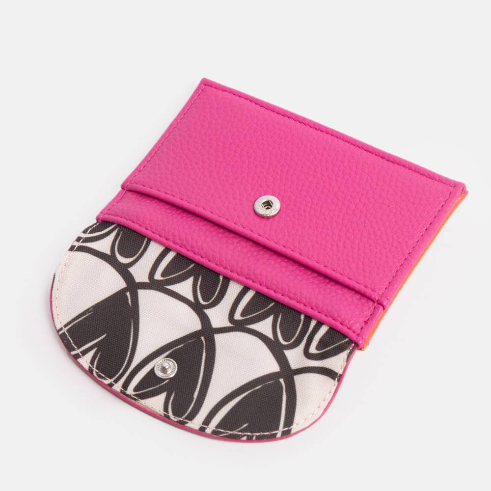 Caroline Gardner Bright Pink/Orange Cardholder Coin Purse open