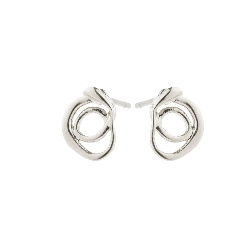 Pair of Pilgrim Diego Earrings Silver-plated on a white background