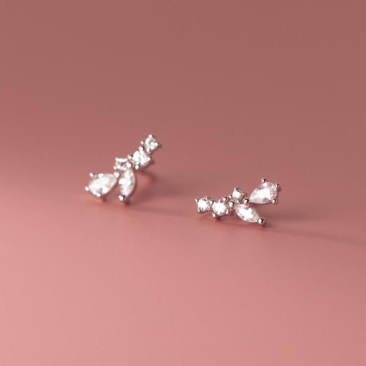 curved cz stone earrings