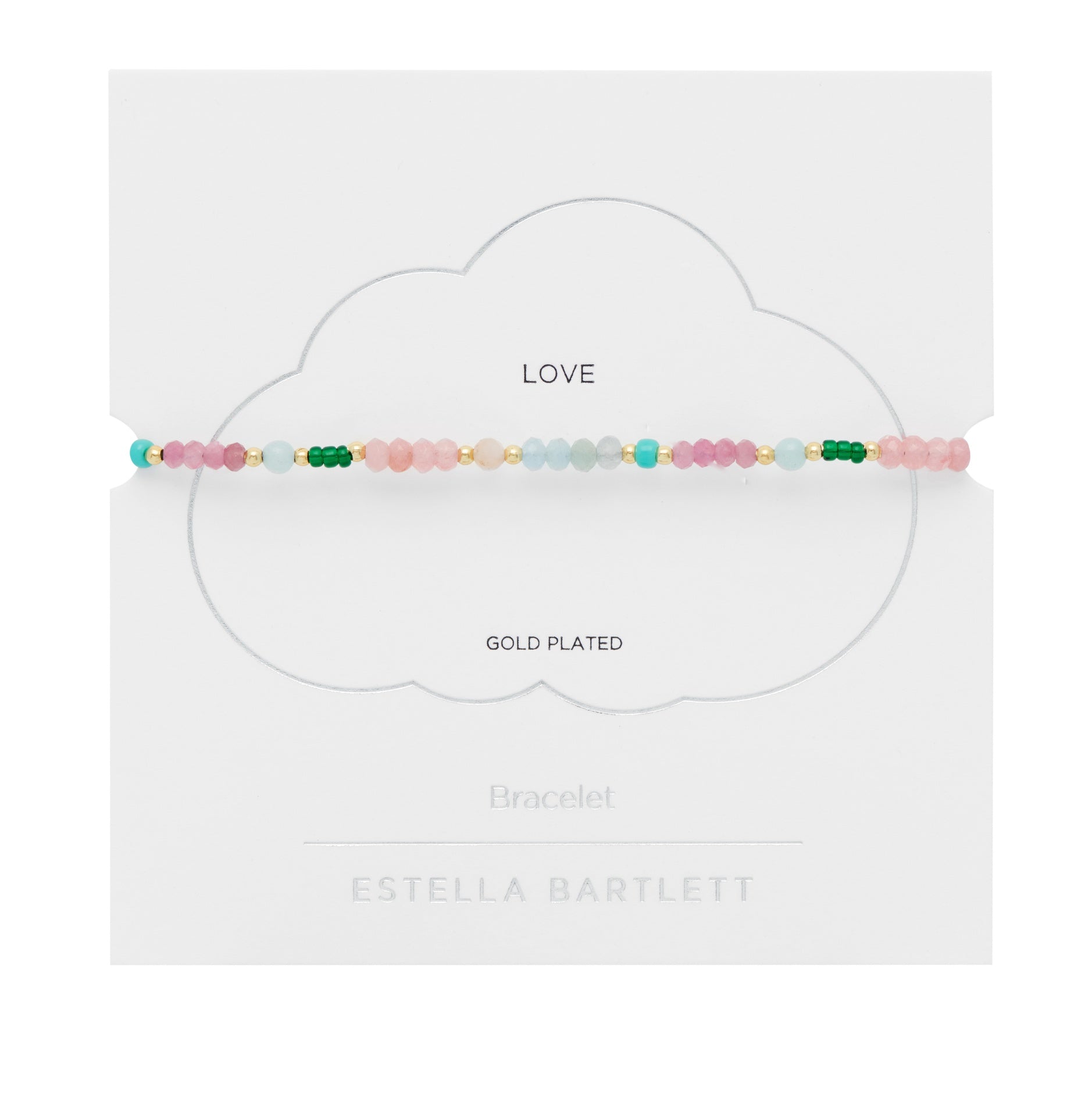 Estella Bartlett Green And Pink Mixed Mini Bead Bracelet on card