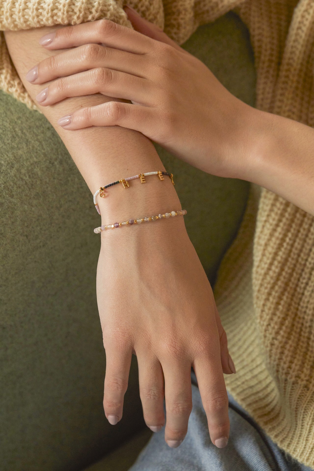 Estella Bartlett Gemstone Amelia Bracelet Amethyst on model