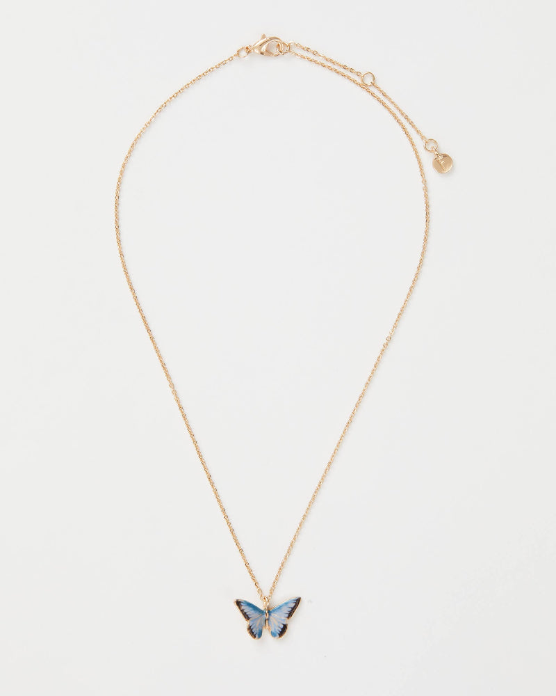 Fable Enamel Blue Butterfly Short Necklace