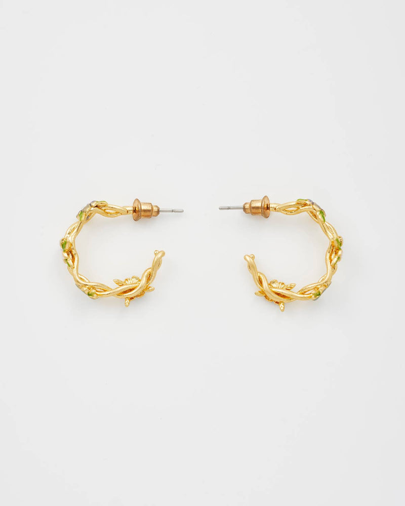 Fable Wildflower Garden Hoop Earrings on a white background