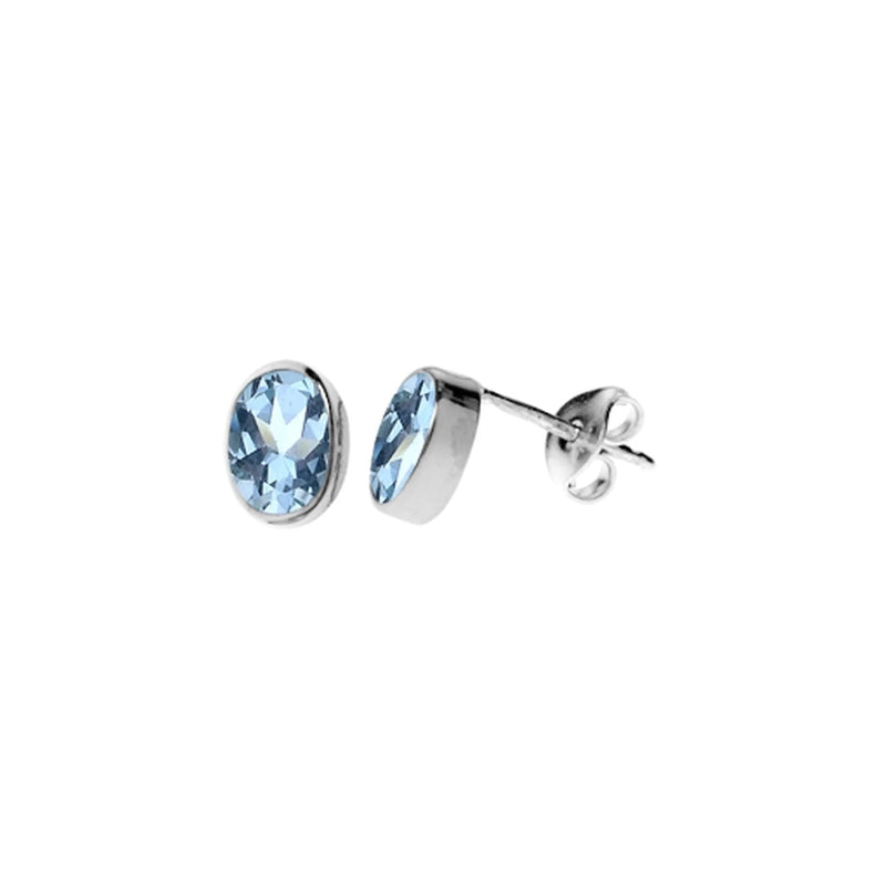 Samira Small Cut Blue Topaz Oval Studs