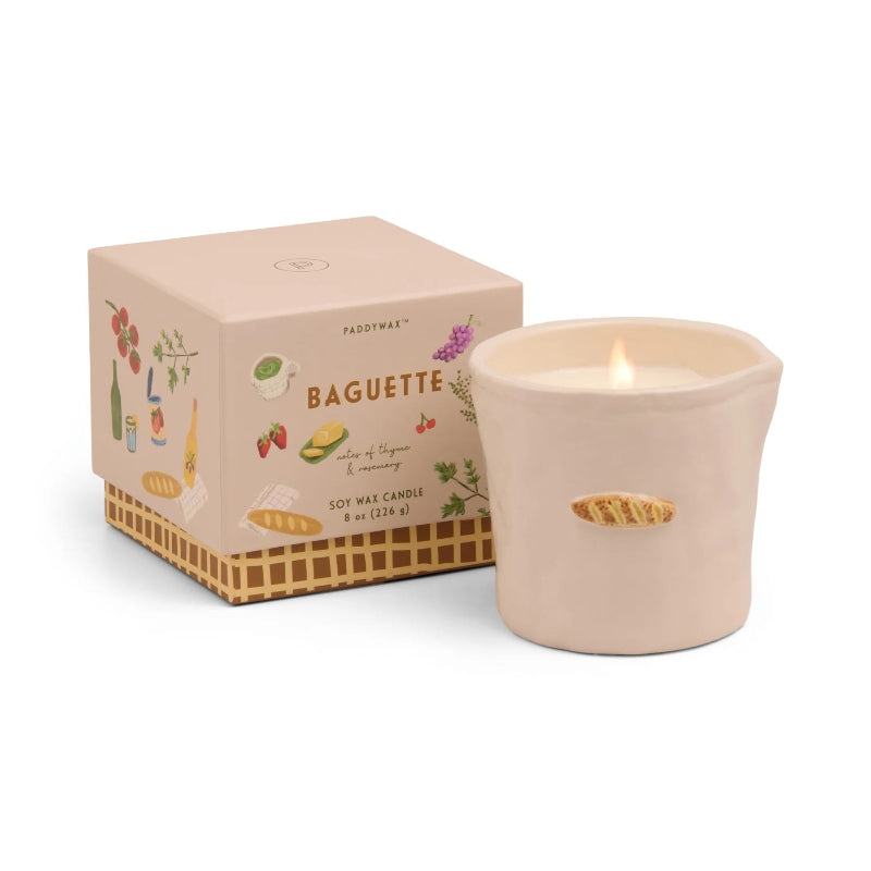 French Baguette Bistro Candle Pot AND BOX