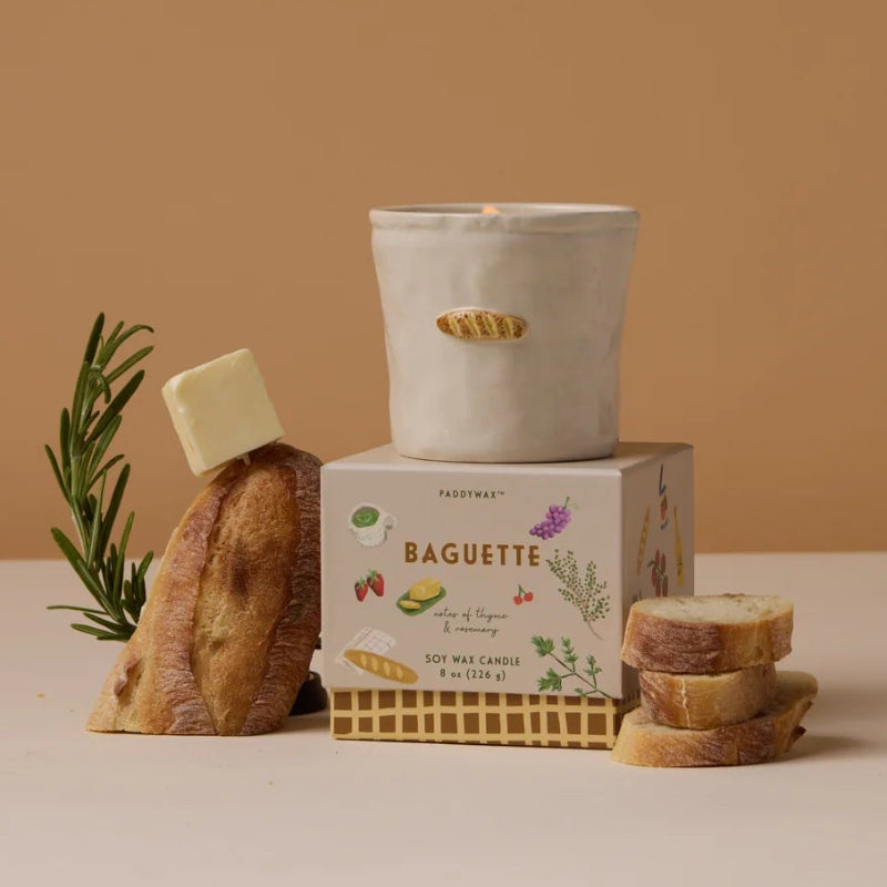 French Baguette Bistro Candle Pot ON TABLE WITH BREAD