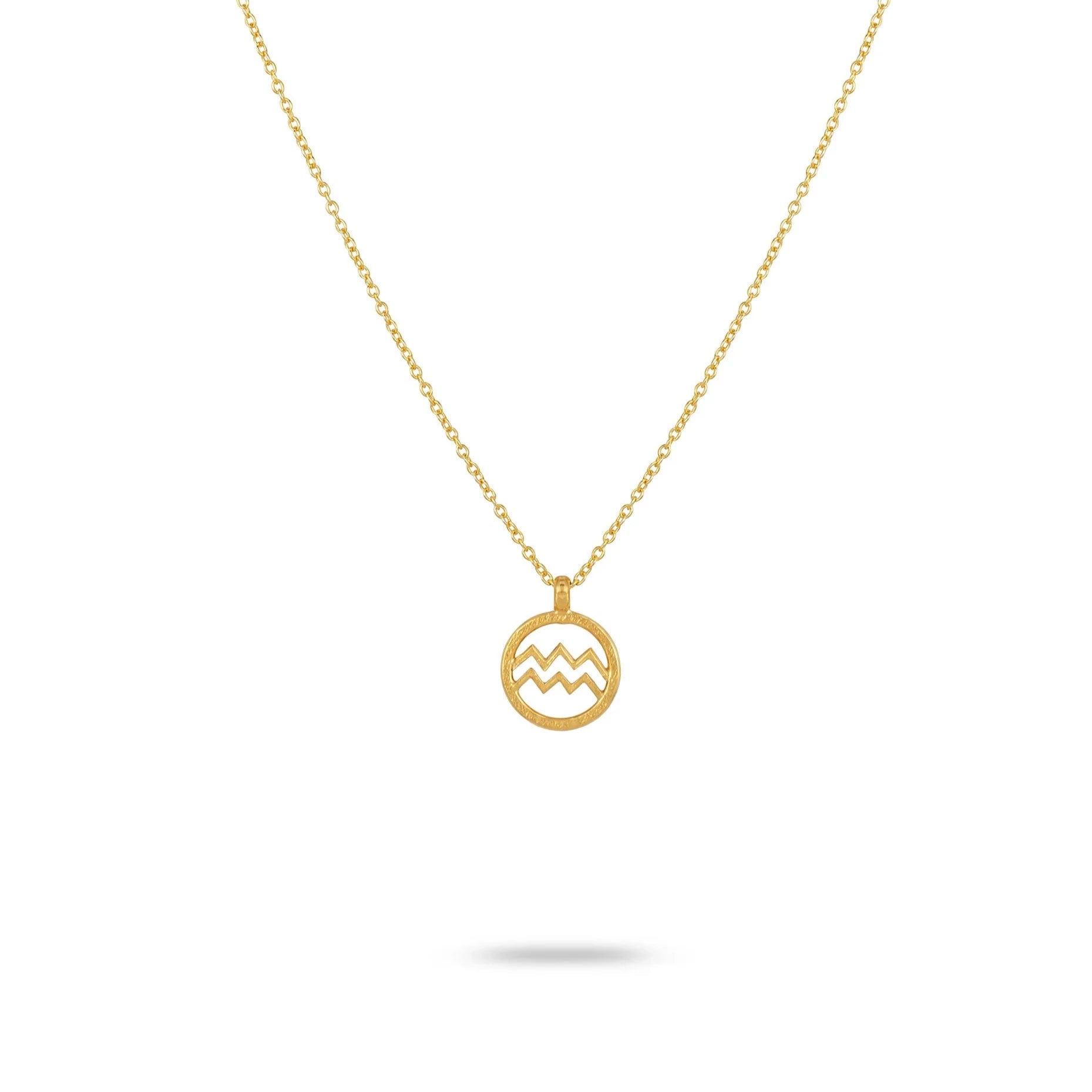 Aquarius zodiac sign necklace in gold