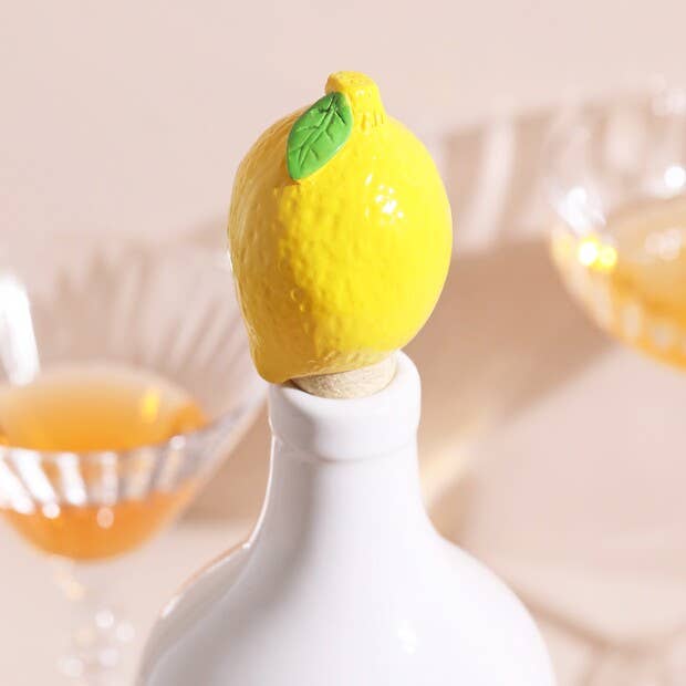 Lemon Cork Bottle Stopper in a bottle