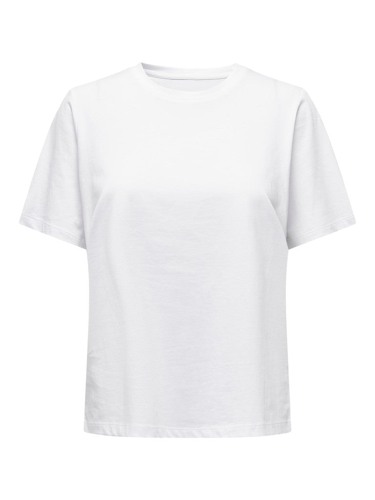 A plain white short-sleeve crewneck t-shirt shown against a solid white background.