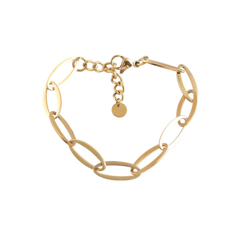Gold bracelet on a white background