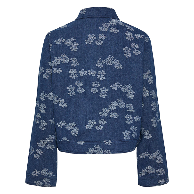 Pieces denim shirt with flower pattern