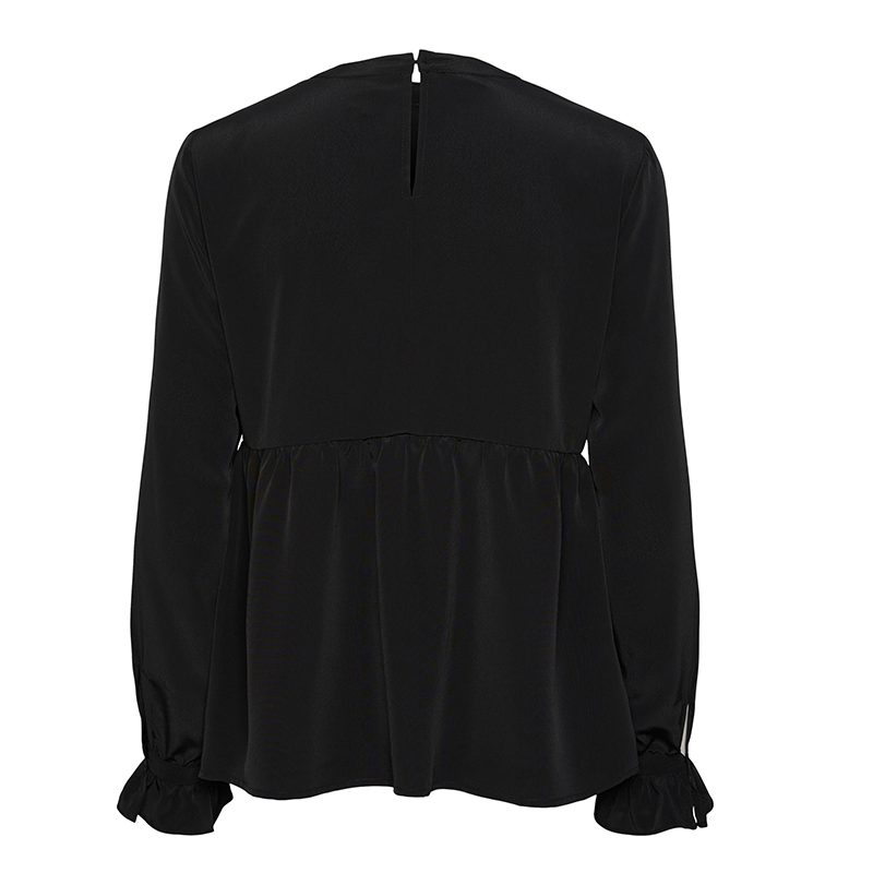 Pieces Fana blouse peplam top in black 