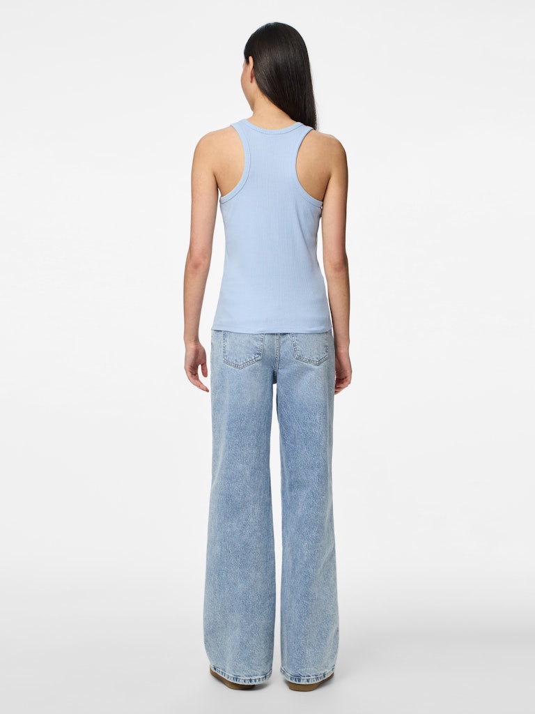 Pieces Ruka Boxer Tank Cashmere Blue back on model