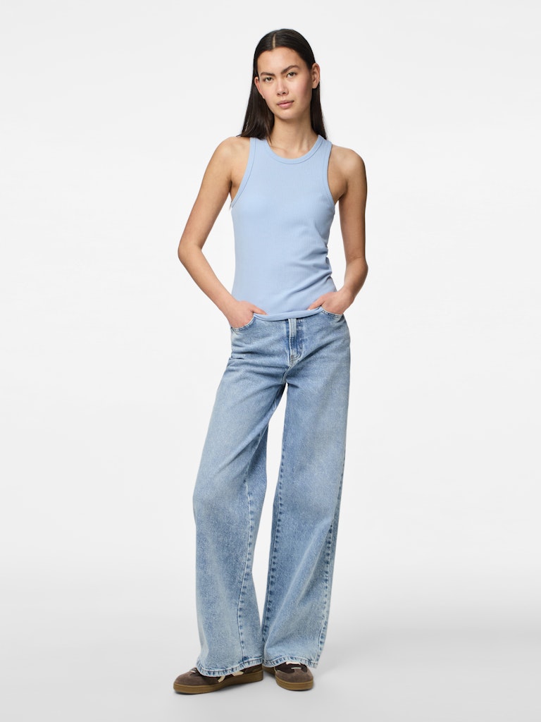 Pieces Ruka Boxer Tank Cashmere Blue model front long