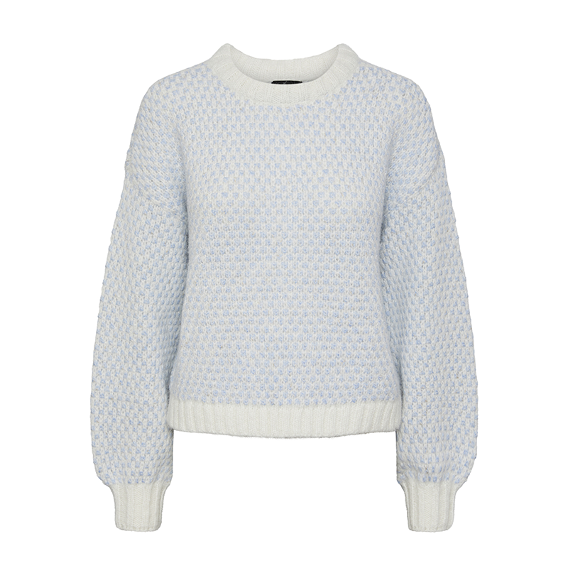 PIECS BLUE AND WHITE PATTERNED JUMPER