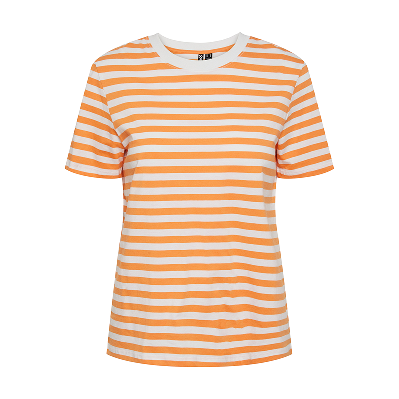 PIECES RUKA STRIPED T-SHIRT IN TANGERINE FOR WOMEN
