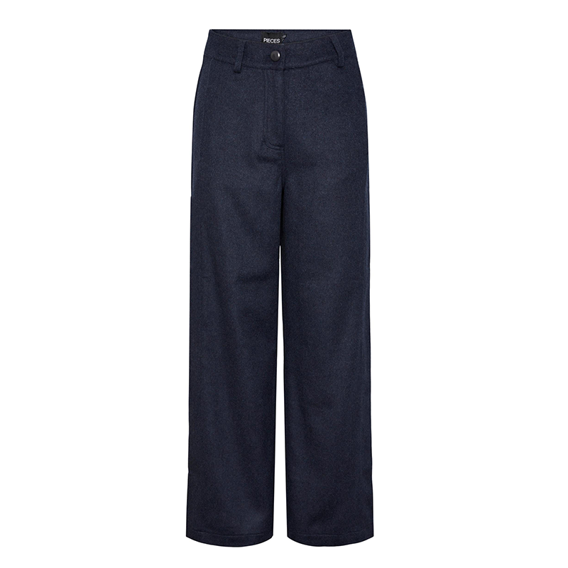 Pieces Safir wide leg trouser  in dark blue wool