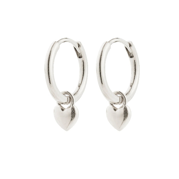 Pilgrim Alaia heart hoop Earrings Silver-plated