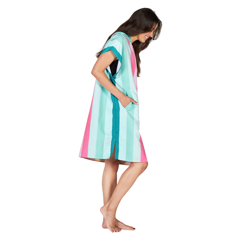 Adult Poncho - Quick Dry Hooded Towel - Coastal Candy side