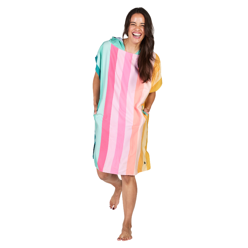 Adult Poncho - Quick Dry Hooded Towel - Coastal Candy Model 1