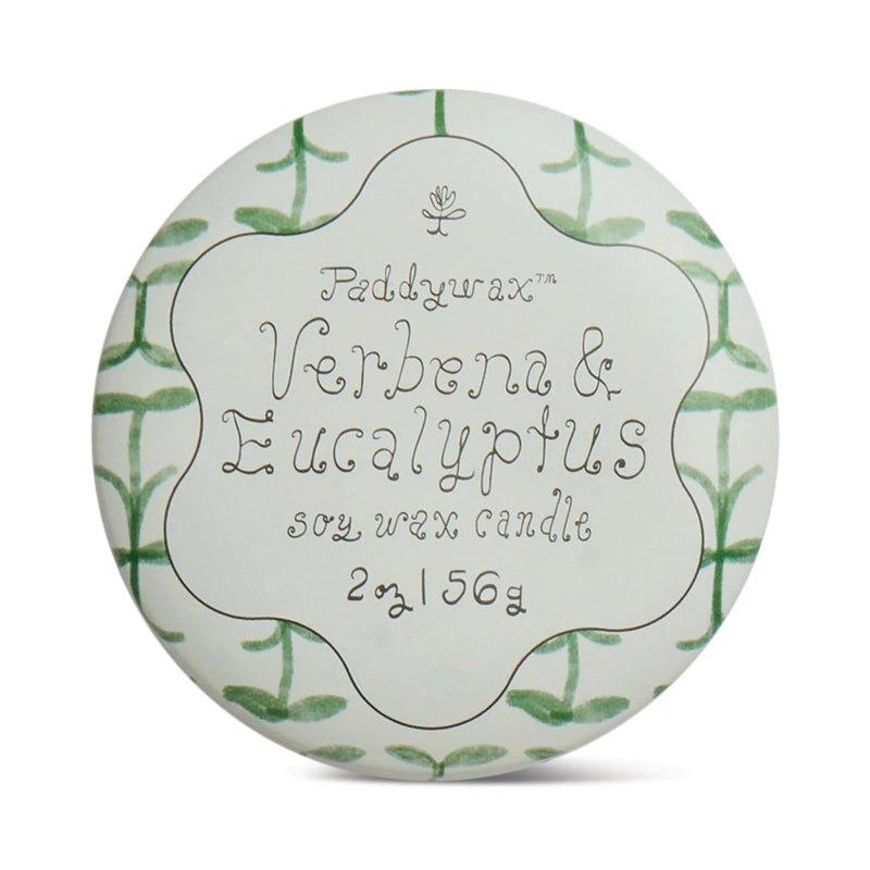 Tulip Printed Tin Candle - Verbena & Lemongrass 2oz/56g top of lid