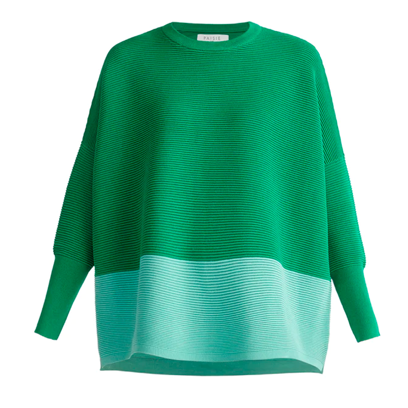Paisie green and mint oversized ribbed jumper
