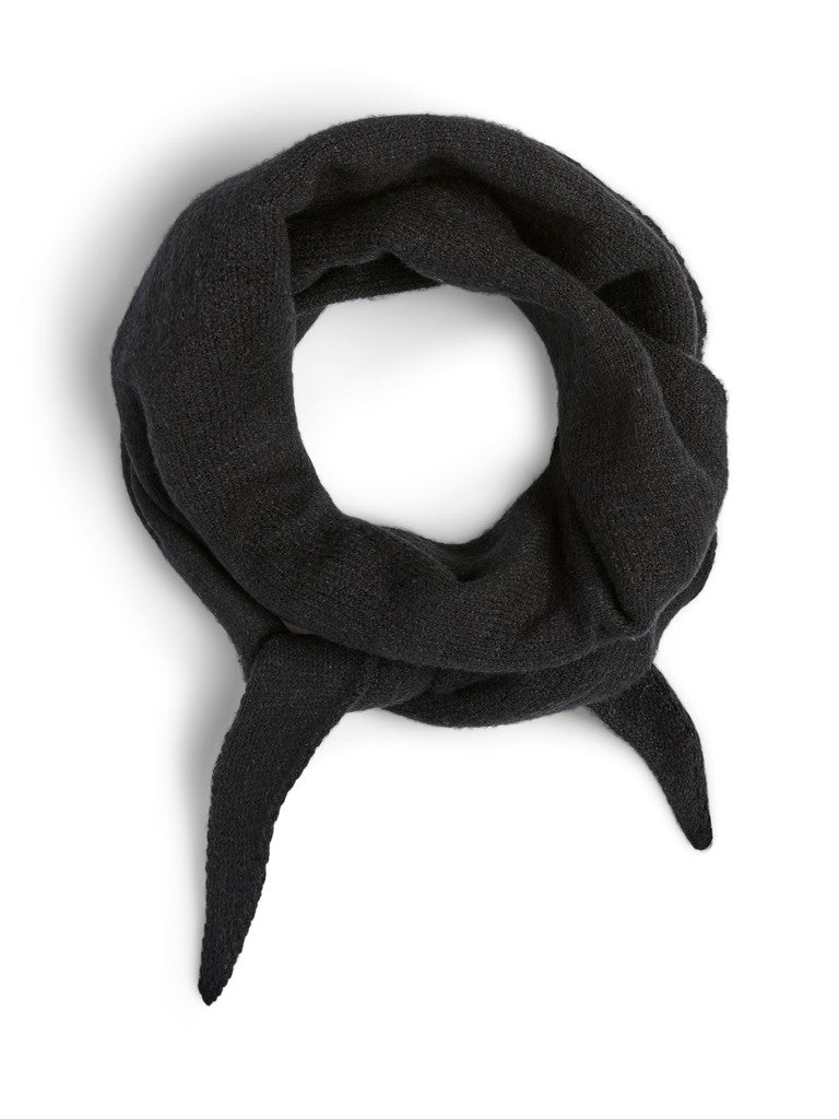 Pieces Komma Triangle Scarf Black tied on a white background