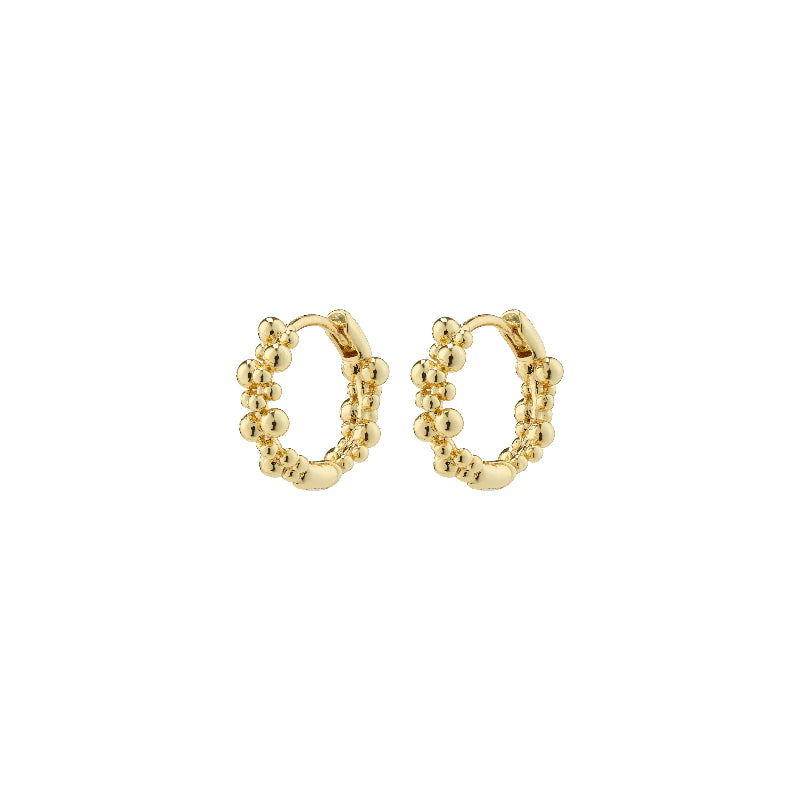 Gold hoop earrings on a white background