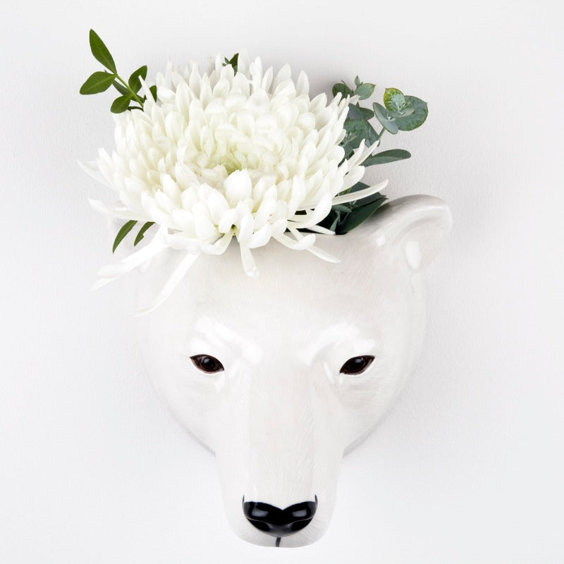 Polar bear wall vase for flowers