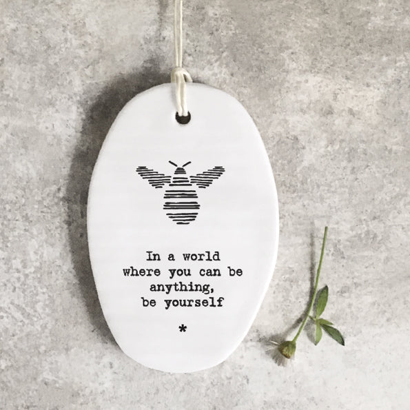 Porcelain Bee Hanger Token-In a World