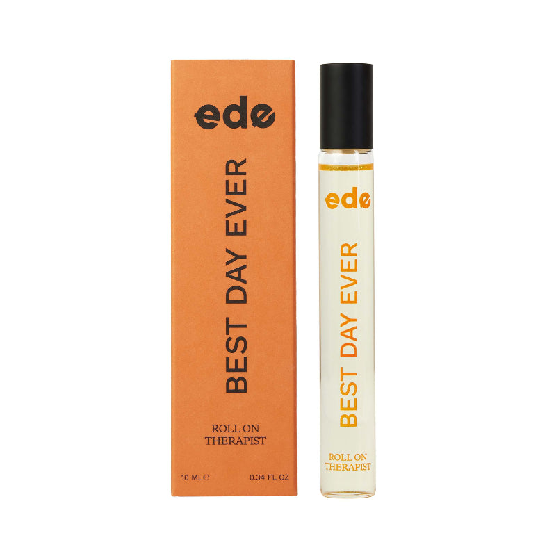 Perfume bottle and packaging of 'Best Day Ever' by EDE on a white background