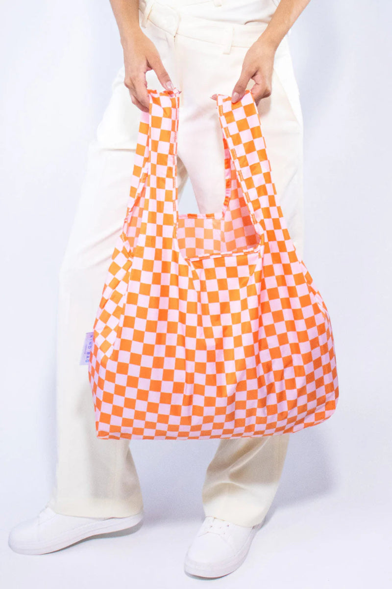 kind bag Checkerboard Pink & Orange Reusable Shopper