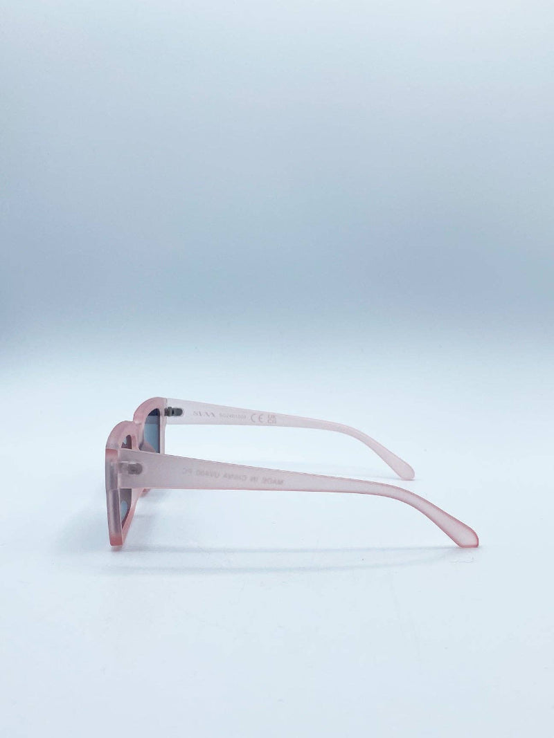 Square Frame Sunglasses in Matte Pink with Black Lenses side