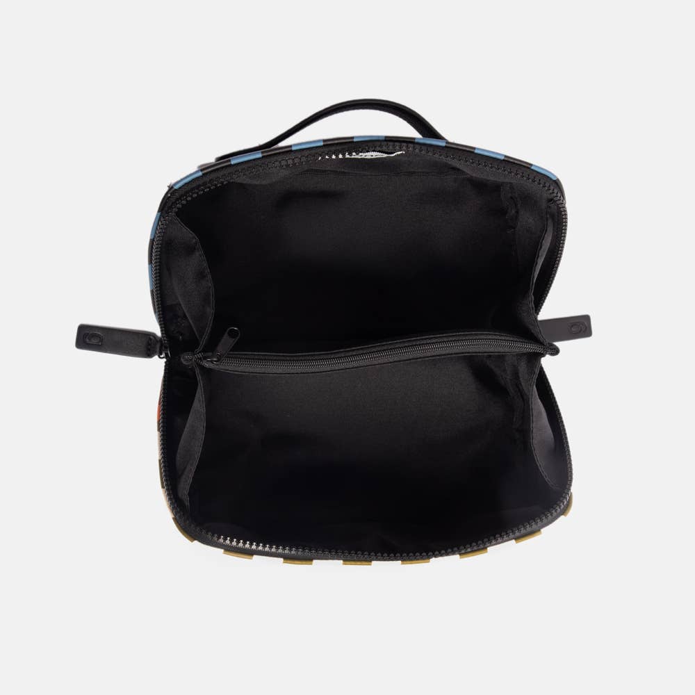 Stripe Diagonal Zip Large Washbag open interior