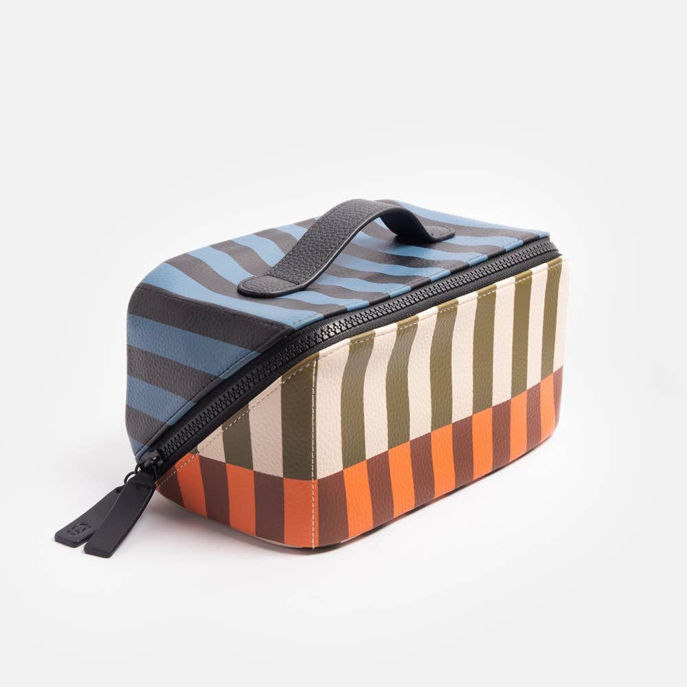 Stripe Diagonal Zip Large Washbag side view