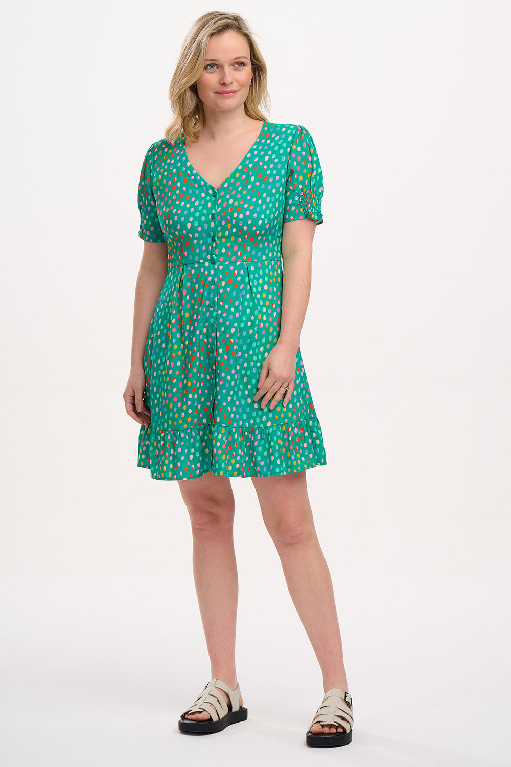Sugarhill Marigold Mini Dress - Green, Rainbow Pebbles 2