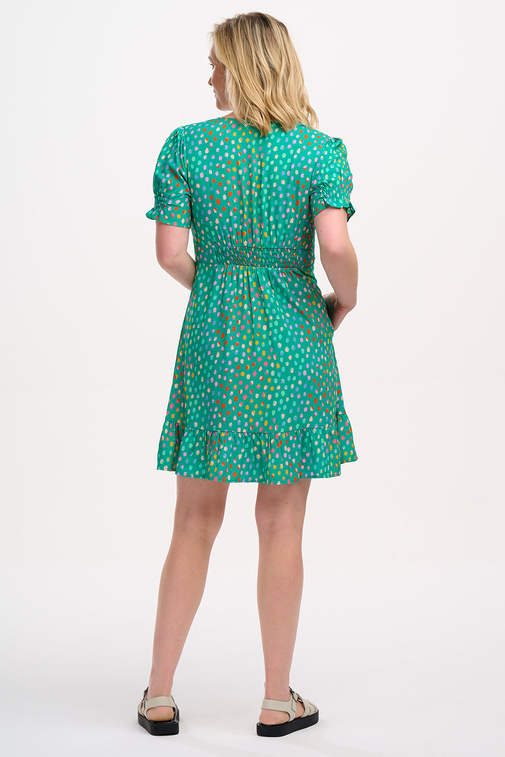 Sugarhill Marigold Mini Dress - Green, Rainbow Pebbles back