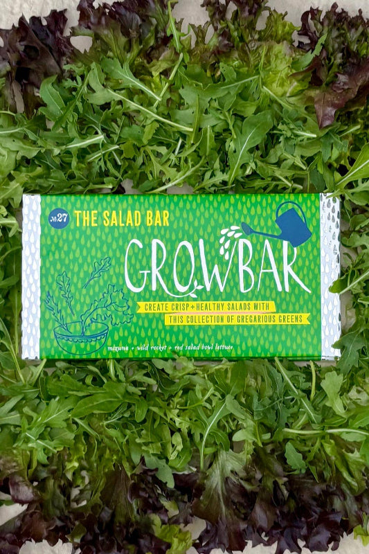 GrowBar packaging for The Salad Bar on a bed of greens