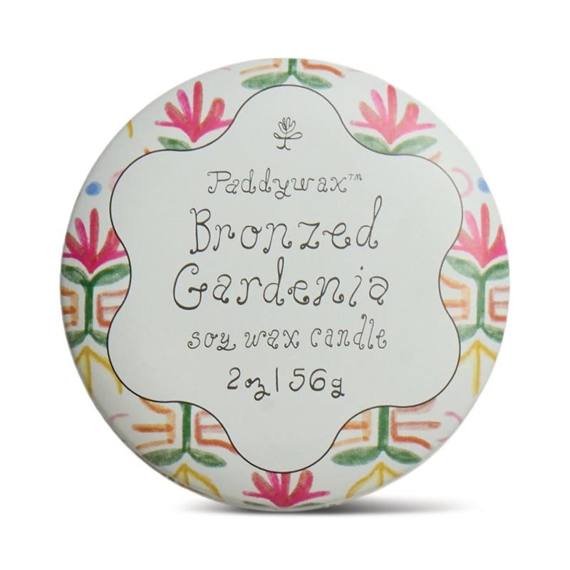 Tulip Printed Tin Candle - Bronzed Gardenia 2oz/56g top of lid