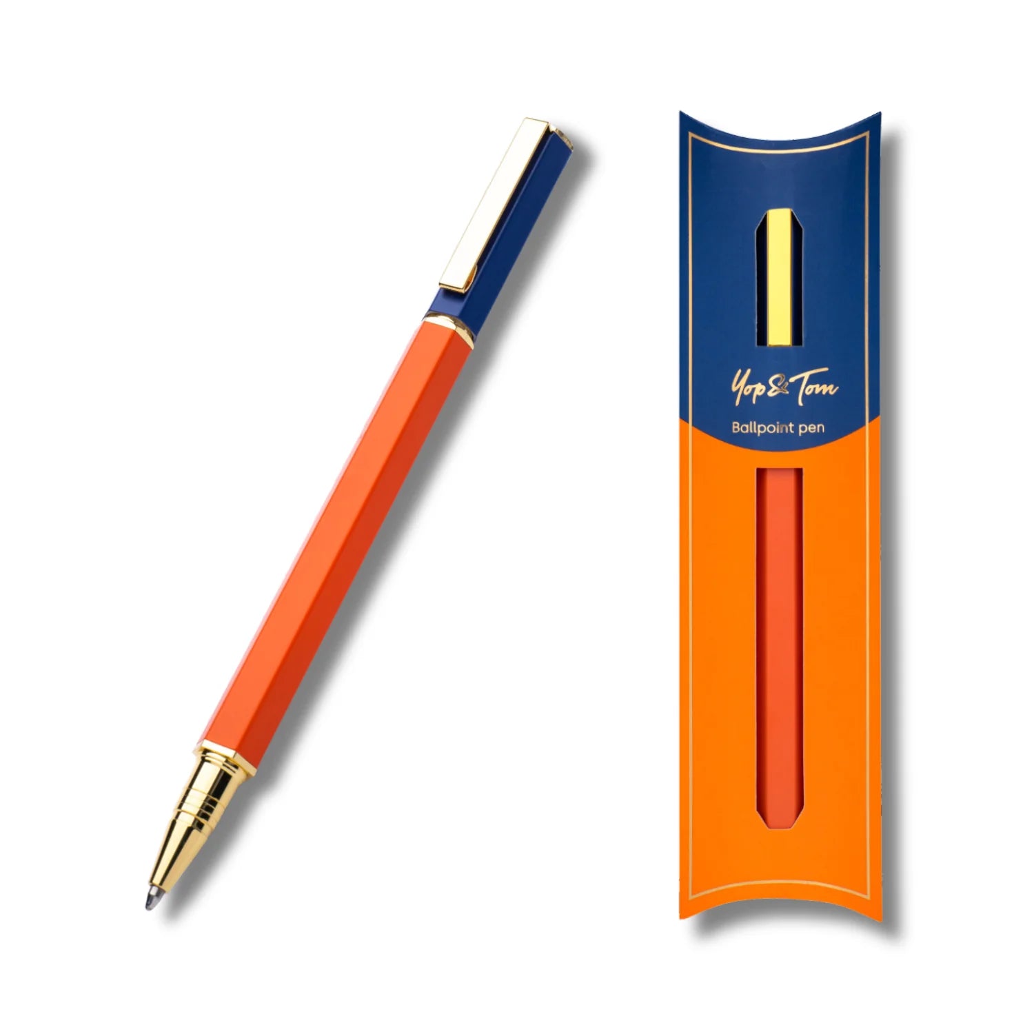 YOP & TOM BALLPOINT PEN IN NAVY AND ORANGE CONTRAST