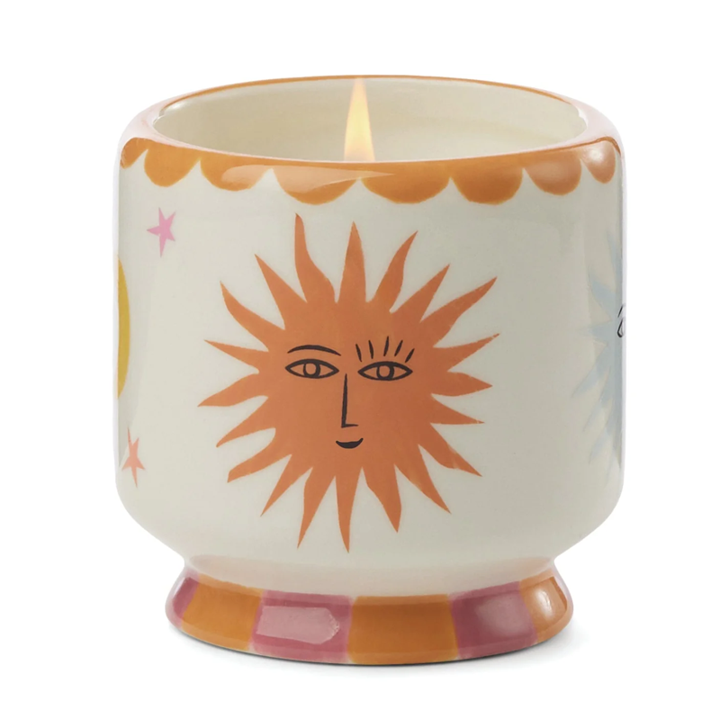 Paddywax Adopo orange blossom candle with ceramic sun pot